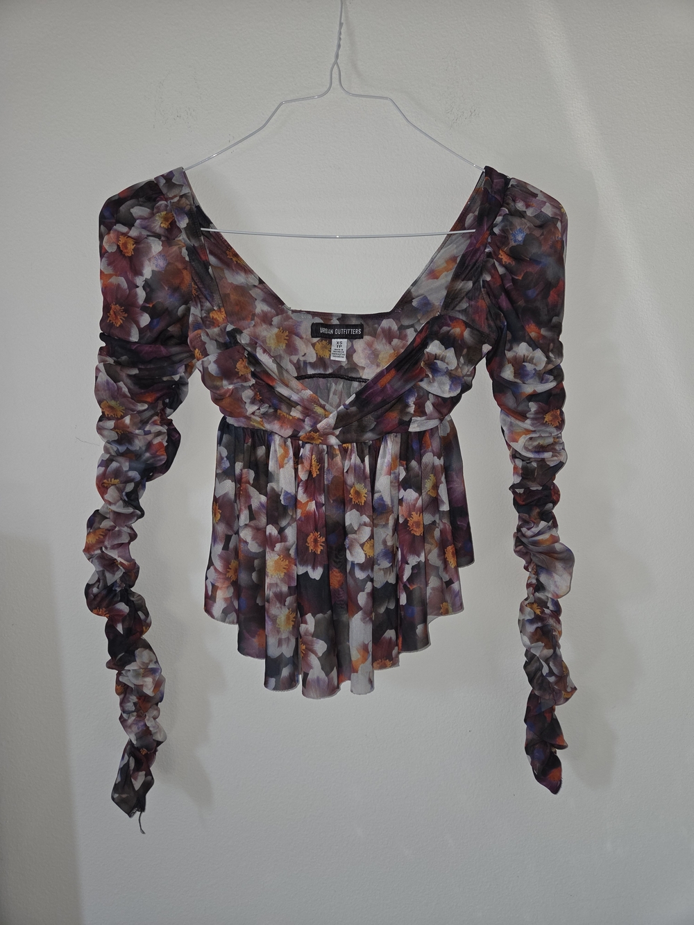 Urban Outfitters Purple Multi Floral Peplum Blouse